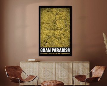 Gran Paradiso | Topographic Map (Grunge) by ViaMapia