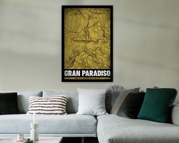 Gran Paradiso | Landkarte Topografie (Grunge) von ViaMapia