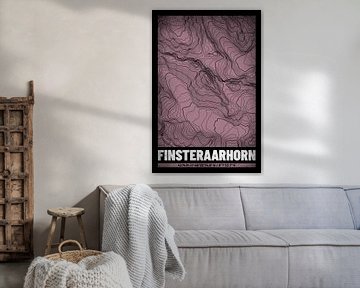 Finsteraarhorn | Landkarte Topografie (Grunge) von ViaMapia