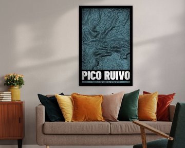 Pico Ruivo | Topographie de la carte (Grunge)