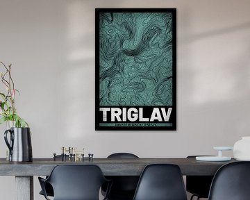 Triglav | Topographie de la carte (Grunge) sur ViaMapia