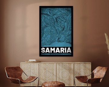 Samaria-Schlucht | Landkarte Topografie (Grunge) von ViaMapia