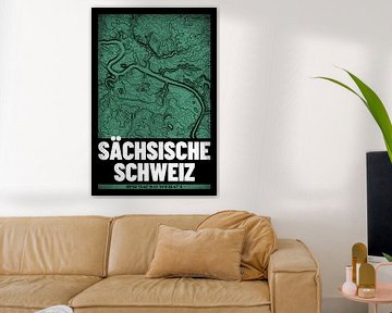 Saksisch Zwitserland | Kaart Topografie (Grunge) van ViaMapia