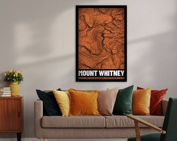 Le Mont Whitney | Topographie de la carte (Grunge) sur ViaMapia