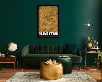Grand Teton | Map Topography (Grunge) van ViaMapia