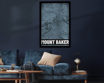 Mount Baker | Landkarte Topografie (Grunge) von ViaMapia
