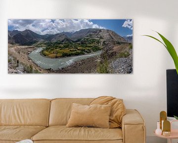 Panorama Pyandz Rivier Tajikistan van Daan Kloeg