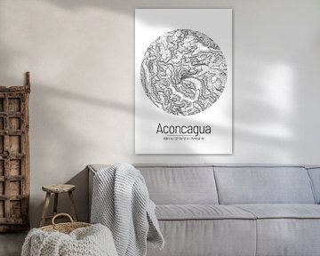 Aconcagua | Topographic Map (Minimal) by ViaMapia