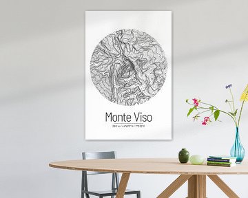 Monte Viso | Topographic Map (Minimal) by ViaMapia