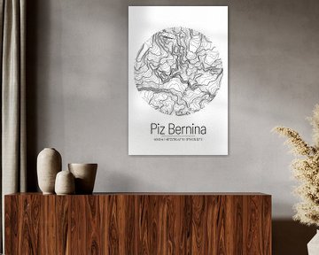 Piz Bernina | Topographic Map (Minimal) by ViaMapia