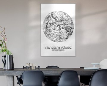 Sächsische Schweiz | Landkarte Topografie (Minimal) von ViaMapia