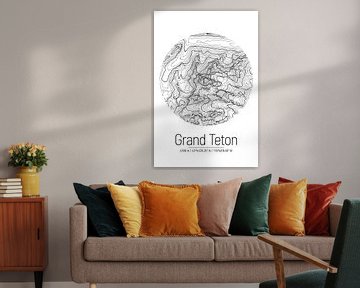 Grand Teton | Landkarte Topografie (Minimal) von ViaMapia