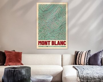 Mont Blanc | Topographie de la carte (Retro)
