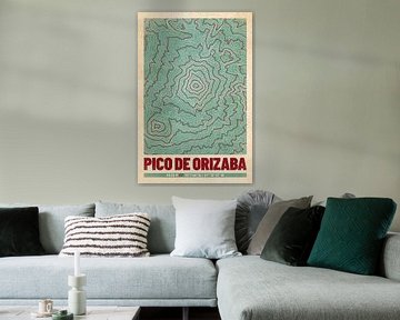 Pico de Orizaba | Landkarte Topografie (Retro)