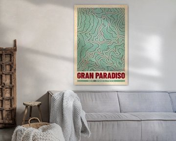 Gran Paradiso | Kaart Topografie (Retro)