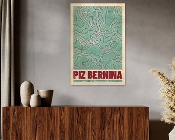 Piz Bernina | Landkarte Topografie (Retro)