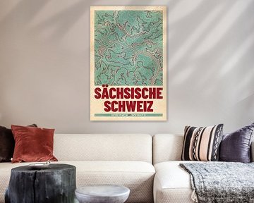 Sächsische Schweiz | Landkarte Topografie (Retro) von ViaMapia