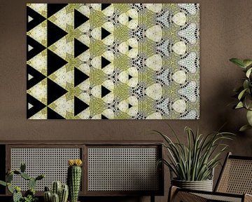 Abstrakter farbenfroher geometrischer Hintergrund mit künstlerischen Elementen wie Pinselstrich und  von Ariadna de Raadt-Goldberg