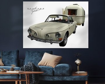 VW Karmann-Ghia (Type 34) met Fathi-caravan (originele kleur)