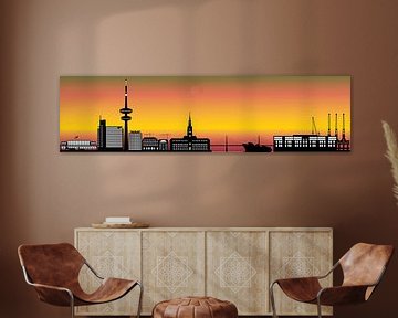 die skyline der deutschen stadt hamburg mit dem fernsehturm und der architektur