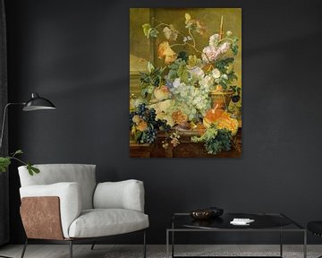 Stilleven met fruit en bloemen, Jan van Huijsum