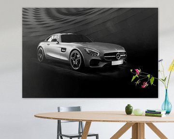 Mercedes SL supercar coupé en noir et blanc