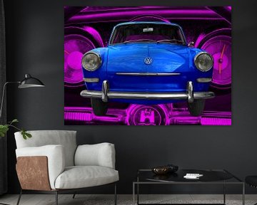 VW 1500 Type 3 in blauw & roze