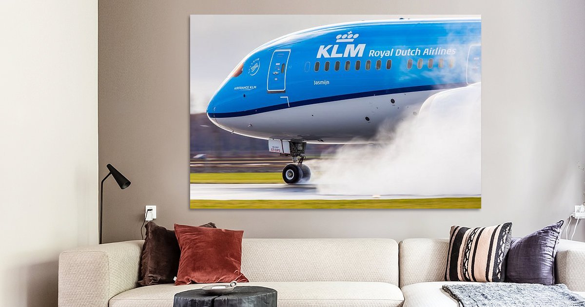 KLM Boeing 787 Thrust Reverse! van Dennis Janssen op canvas, behang en meer