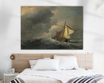 Een Nederlands schip in een sterke wind, Willem van de Velde