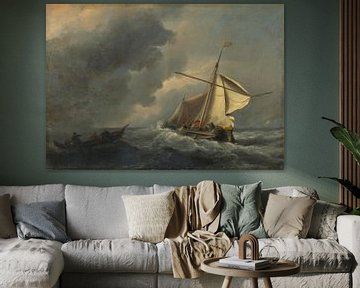 Een Nederlands schip in een sterke wind, Willem van de Velde