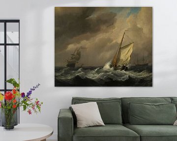 Een klein Nederlands schip in een sterke wind, Willem van de Velde