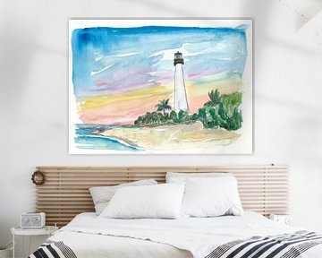 Cape Florida Leuchtturm mit Meer und Sonnenuntergang von Markus Bleichner