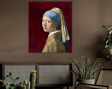 Mädchen mit dem Perlenohrring, burgunderrot - Johannes Vermeer
