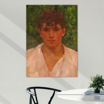 Portret van een jongeman met open kraag, Henry Scott Tuke