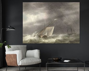 Zwei Segelschiffe auf stürmischer See, Martinus Schouman