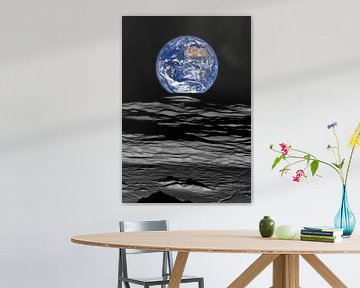 Opkomende Aarde boven de horizon van de maan van Atelier Liesjes