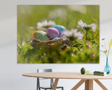 Osternest zwischen den Gänseblümchen von Tania Perneel