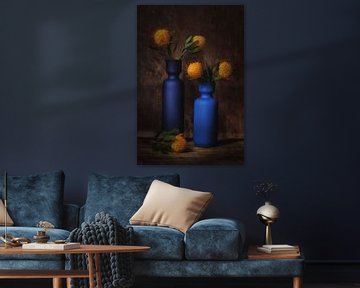 Stilleven met blauw en oranje van Saskia Dingemans Awarded Photographer