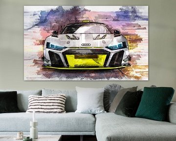 Audi R8 schilderij aquarel