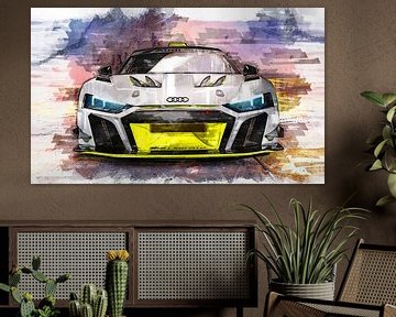 Audi R8 painting watercolour by Bert Hooijer