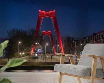 De Willemsbrug in Rotterdam in de nacht (horizontaal) van MS Fotografie | Marc van der Stelt