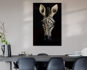 Houten hoofd zebra. Zwart wit afrika kunst van Bobsphotography