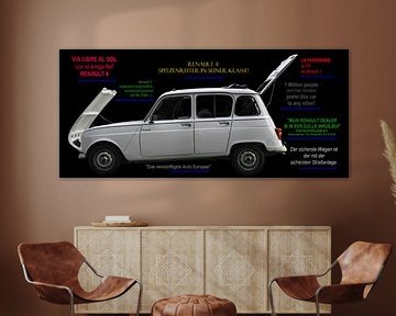Renault 4 with advertising slogans of its time by aRi F. Huber