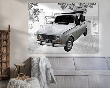 Renault R4 Poster in Originalfarbe von aRi F. Huber