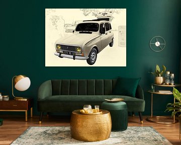 Renault 4 Poster in antique art von aRi F. Huber