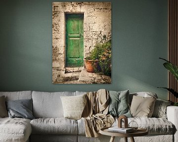 Groen deurtje in Italie van Sara in t Veld Fotografie