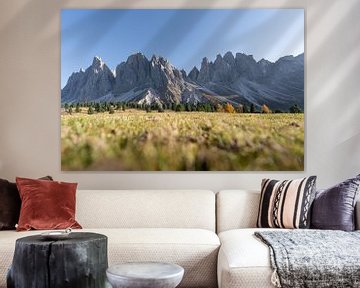 Geislergruppe in autumn Dolomites Villnöss South Tyrol by Daniel Kogler