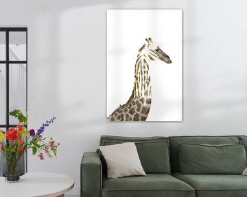 Giraf en zebra compositie witte achtergrond van Bobsphotography