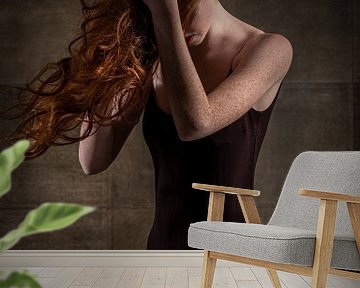 Portrait of red-haired model by Caroline Martinot