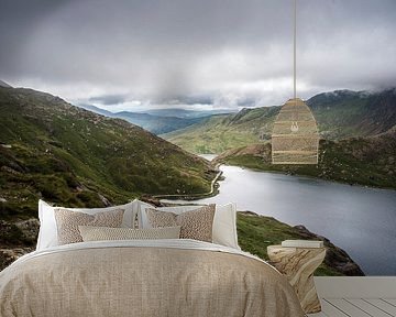 Green lake view in Snowdonia in Wales photo print by Manja Herrebrugh - Outdoor by Manja